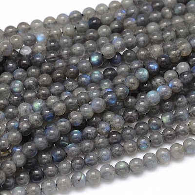Natural Labradorite Round Bead Strands G-O087-05-6mm-1