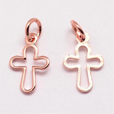 Brass Tiny Cross Charms KK-G258-01-NR-1