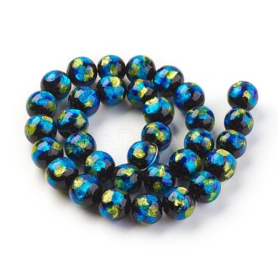 Handmade Silver Foil Glass Lampwork Beads LAMP-P051-G02-12mm-1