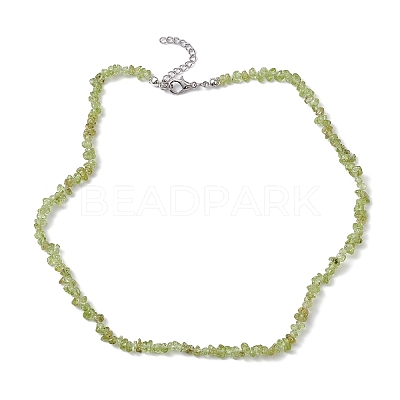 Natural Peridot Chip Beaded Necklace NJEW-JN04615-16-1