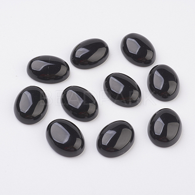 Natural Obsidian Flat Back Cabochons X-G-G741-13x18mm-20-1