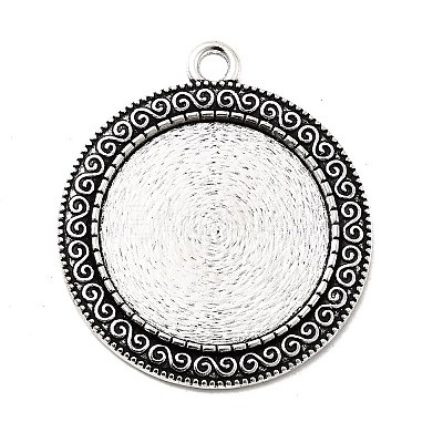 Tibetan Style Alloy Pendant Cabochon Settings TIBEP-N003-52AS-1