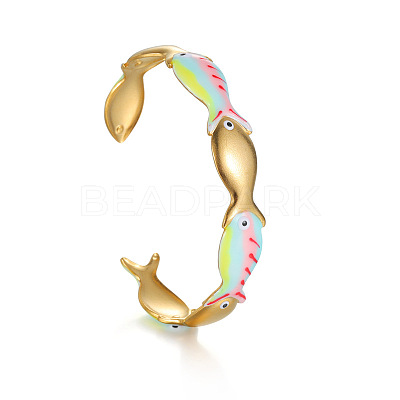 304 Stainless Steel Enamel Cuff Bangles for Women WGADC4F-01-1
