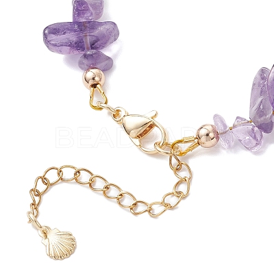 Natural Amethyst Chip Beaded Bracelets for Women BJEW-JB12309-03-1