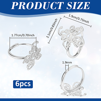 6Pcs Adjustable Brass Ring Components FIND-PH0038-31B-1