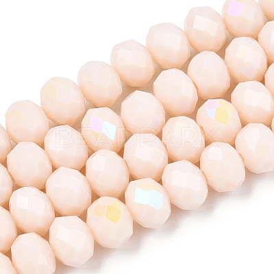 Electroplate Opaque Solid Color Glass Beads Strands EGLA-A034-P10mm-L20-1