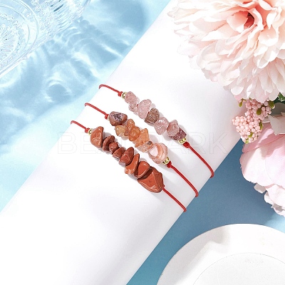 3Pcs 3 Styles Gemstone Braided Bead Bracelets BJEW-JB11146-10-1