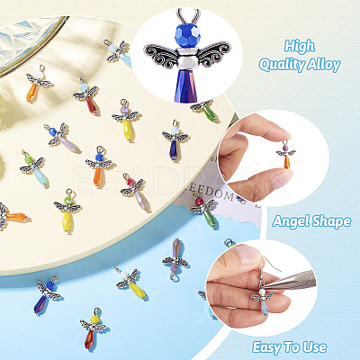 21Pcs Angel Glass Pendants PALLOY-TAC0129-1