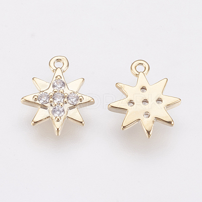 Brass Micro Pave Cubic Zirconia Charms ZIRC-F081-03G-1