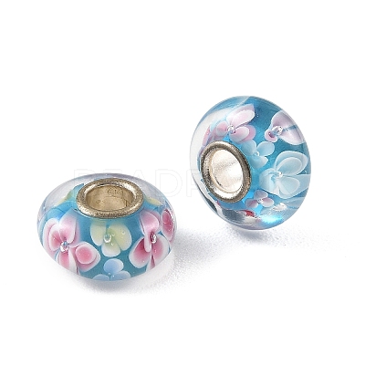 Lampwork & Brass Core European Beads LAMP-P019-01P-10-1