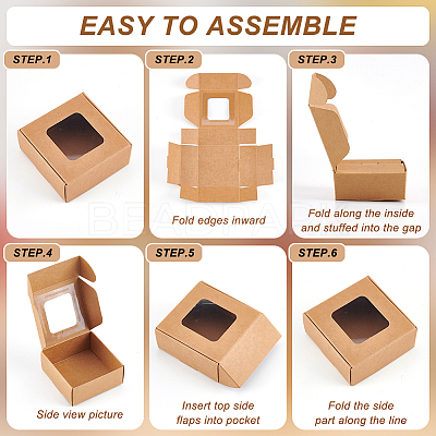 Kraft Paper Gift Box with Visible Window CON-WH0088-74A-1