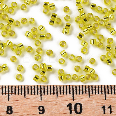 Yellow 11/0 Grade A Round Transparent Glass Seed Beads X-SEED-Q007-F35-1