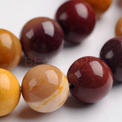 Round Natural Mookaite Gemstone Bead Strands G-J333-06-10mm-1