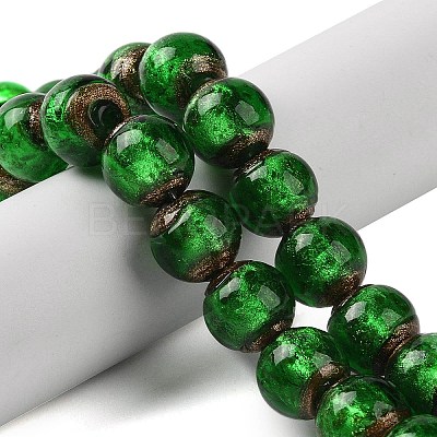 Handmade Gold Sand Lampwork Beads Strands LAMP-P062-01D-1