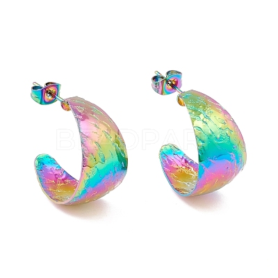 Ion Plating(IP) 304 Stainless Steel Chunky C-shape Stud Earrings EJEW-P198-13MC-1