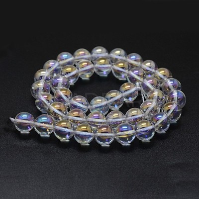 Electroplated Natural Quartz Crystal Beads Strands G-K285-09-6mm-02-1