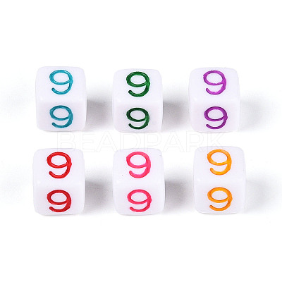 Opaque Acrylic European Large Hole Beads SACR-N020-01A-10-1