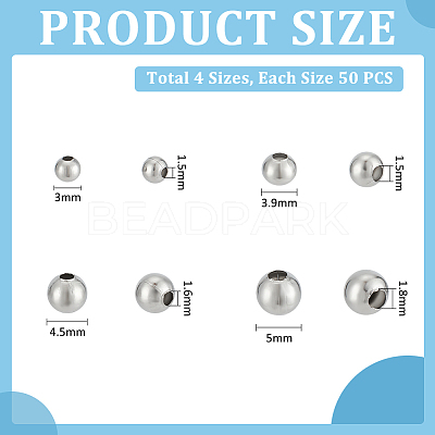200Pcs 4 Styles 304 Stainless Steel Spacer Beads STAS-UN0052-49-1
