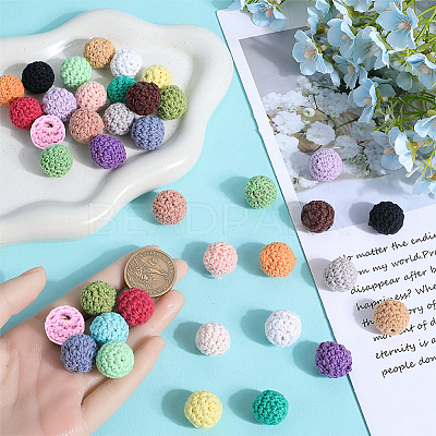 40Pcs 20 Colors Organic Wool Fabric Beads FIND-SC0009-18-1