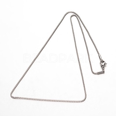 Tarnish Resistant 304 Stainless Steel Box Chain Necklaces NJEW-M124-10P-1