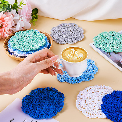 12Pcs 6 Colors Handmade Polyester Cotton Table Mats AJEW-MB0001-08-1