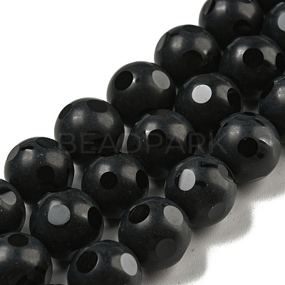 Natural Black Onyx Round Bead Strands X-G-L271-02-10mm-1