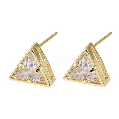 Brass Micro Pave Clear Cubic Zirconia Stud Earrings EJEW-C174-02F-G-1