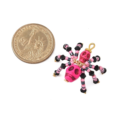 Halloween Theme Dyed Synthetic Turquoise & Glass Seed Beads Pendants PALLOY-MZ00774-01-1