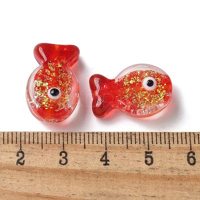 Handmade Foil Lampwork Fish Beads FOIL-Z001-01E-1