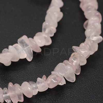 Chips Natural Rose Quartz Beads Strands G-N0164-39-1