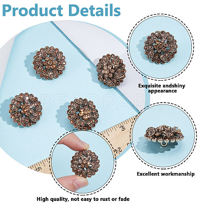 4Pcs 1-Hole Alloy Glass Shank Buttons FIND-DR0002-01AG-1