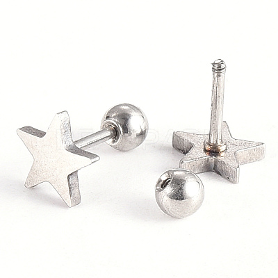 Tarnish Resistant 201 Stainless Steel Barbell Cartilage Earrings LS-EJEW-R147-08-1
