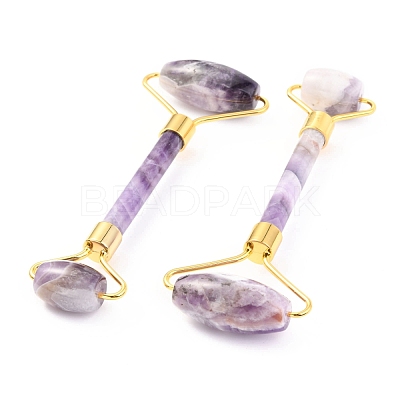 Natural Amethyst Brass Face Massager MRMJ-G009-47G-1