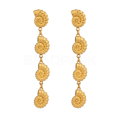 304 Stainless Steel Conch Tassel Stud Earrings TZ8504-1