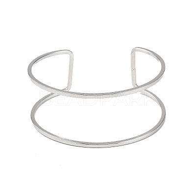 Non-Tarnish 304 Stainless Steel Hollow Open Cuff Bangles for Women LS-BJEW-S155-04P-1