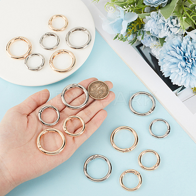16Pcs 4 Styles Alloy Spring Gate Rings FIND-CL0001-96-1