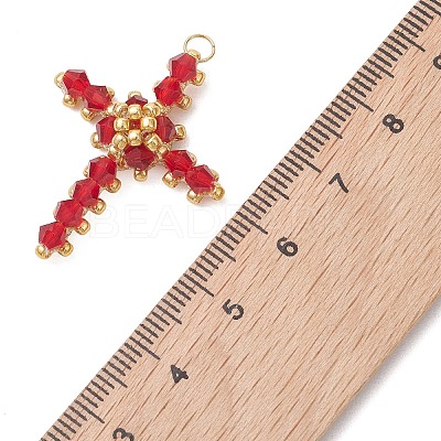 Glass Seed Beaded Pendants PALLOY-MZ01287-02-1