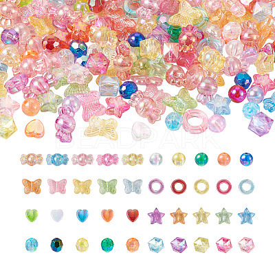 800Pcs 8 Style Transparent Acrylic Beads TACR-FW0001-05-1