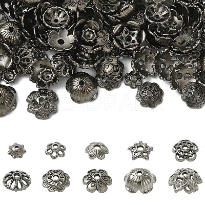 200Pcs 10 Styles Zinc Alloy Bead Caps FIND-CJ0004-70-1