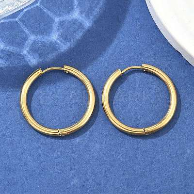 Ion Plating(IP) 304 Stainless Steel Huggie Hoop Earrings EJEW-F111B-25mm-G-1