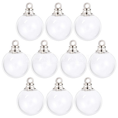 10Pcs Screwable Alloy Transparent Glass Pendants GLAA-CA0001-61-1