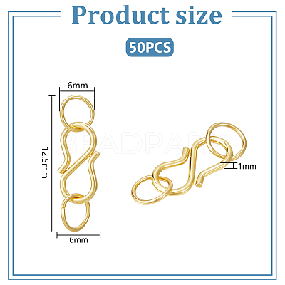 50Pcs 304 Stainless Steel S-Hook Clasps FIND-UN00007-1