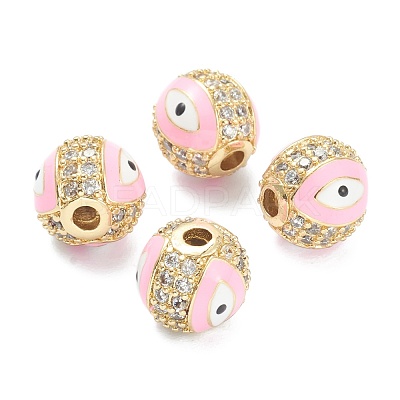 Brass Micro Pave Cubic Zirconia Beads ZIRC-A019-16G-A-1