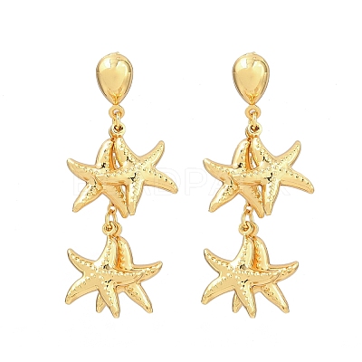 304 Stainless Steel Dangle Stud Earrings EJEW-P325-05F-G-1