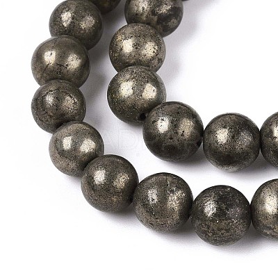 Natural Pyrite Beads Strands G-S249-01-8mm-1