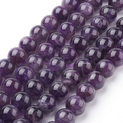 Natural Amethyst Beads Strands X-G-G099-10mm-1-1