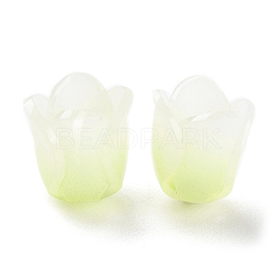 4-Petal Opaque Acrylic Bead Caps X-SACR-D007-08B-1