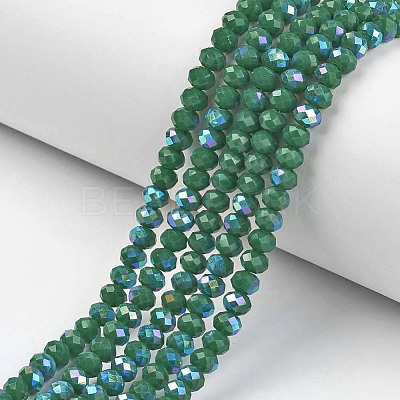 Electroplate Opaque Solid Color Glass Beads Strands EGLA-A044-P8mm-L09-1