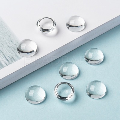 Transparent Half Round Glass Cabochons X-GGLA-R027-14mm-1