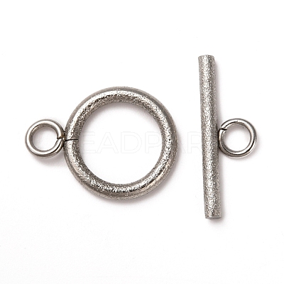 Tarnish Resistant 304 Stainless Steel Textured Toggle Clasps STAS-A048-01P-1
